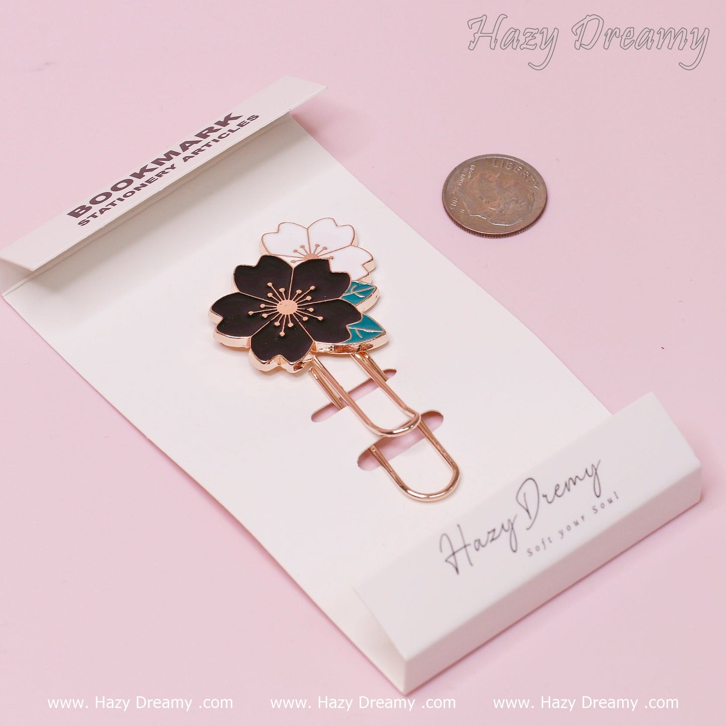 2 - in - 1 Cute Flower Metal Bookmarks Page Holder and Paper Clip - Hazy Dreamy: Online Stationery Store