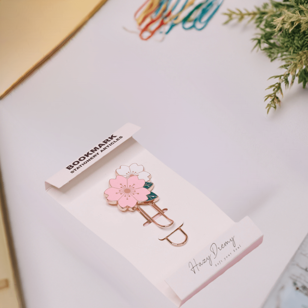 2 - in - 1 Cute Flower Metal Bookmarks Page Holder and Paper Clip - Hazy Dreamy: Online Stationery Store