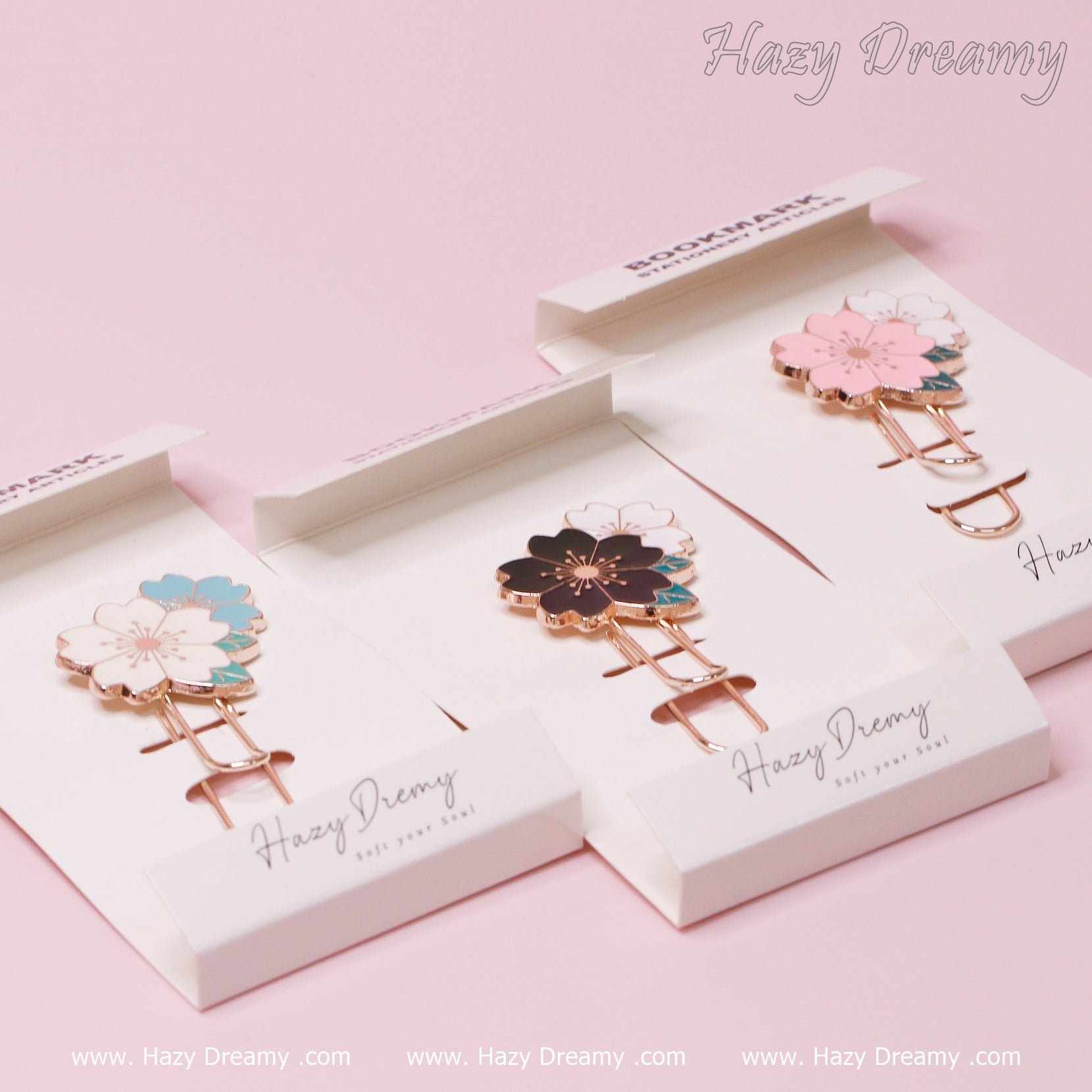 2 - in - 1 Cute Flower Metal Bookmarks Page Holder and Paper Clip - Hazy Dreamy: Online Stationery Store