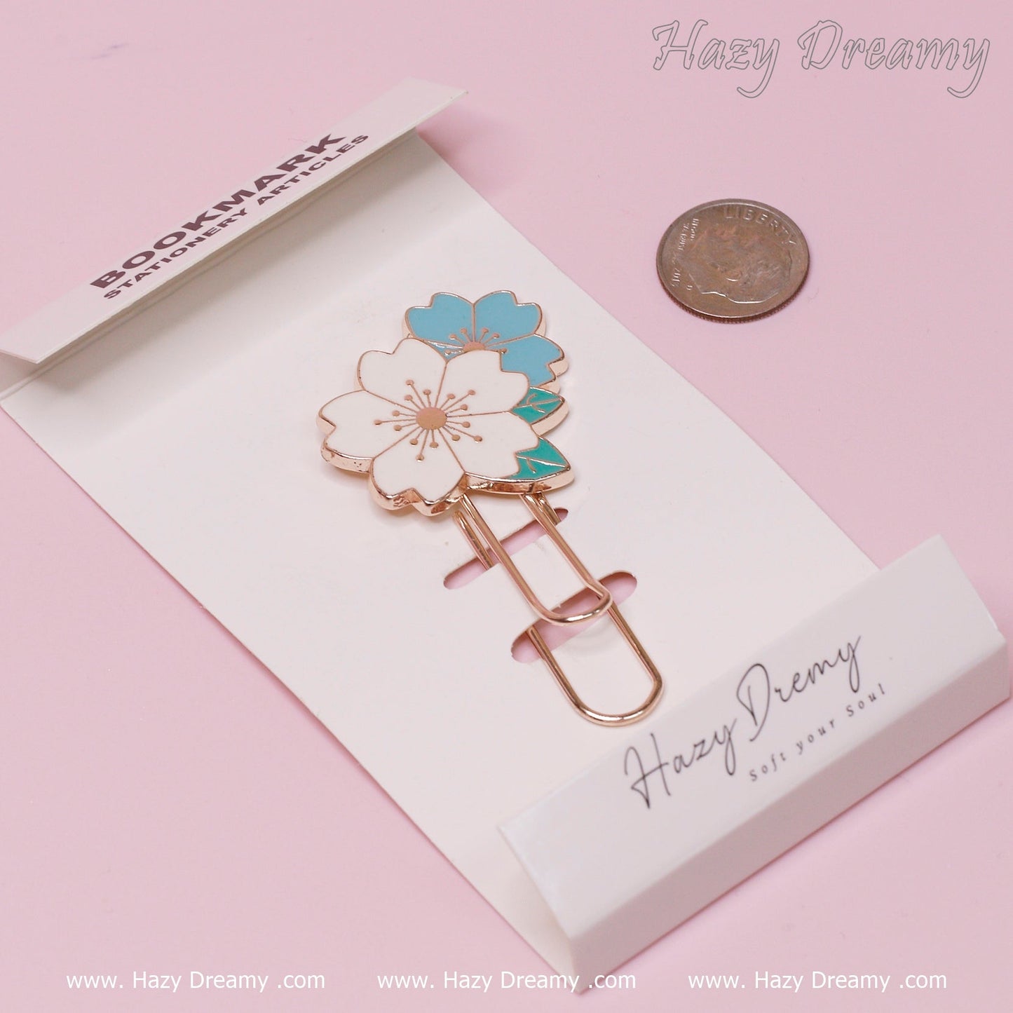 2 - in - 1 Cute Flower Metal Bookmarks Page Holder and Paper Clip - Hazy Dreamy: Online Stationery Store