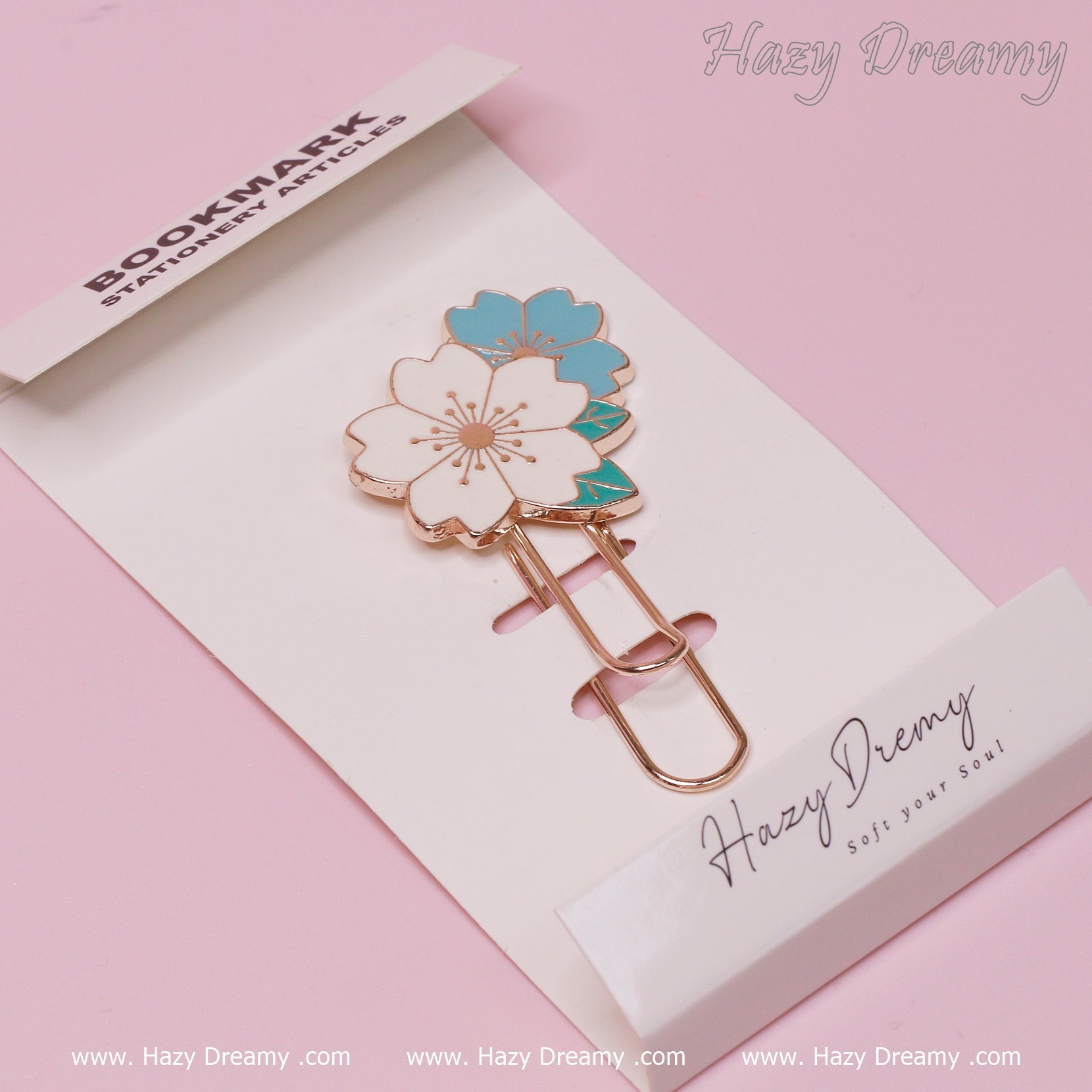 2 - in - 1 Cute Flower Metal Bookmarks Page Holder and Paper Clip - Hazy Dreamy: Online Stationery Store