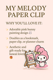 Pink acrylic bunny paper clip with pastel painting design – cute kawaii planner and journaling accessory