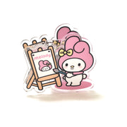 Pink acrylic bunny paper clip with pastel painting design – cute kawaii planner and journaling accessory