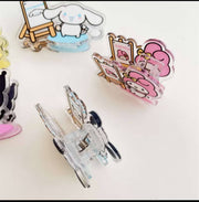 Pink acrylic bunny paper clip with pastel painting design – cute kawaii planner and journaling accessory