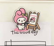 Pink acrylic bunny paper clip with pastel painting design – cute kawaii planner and journaling accessory