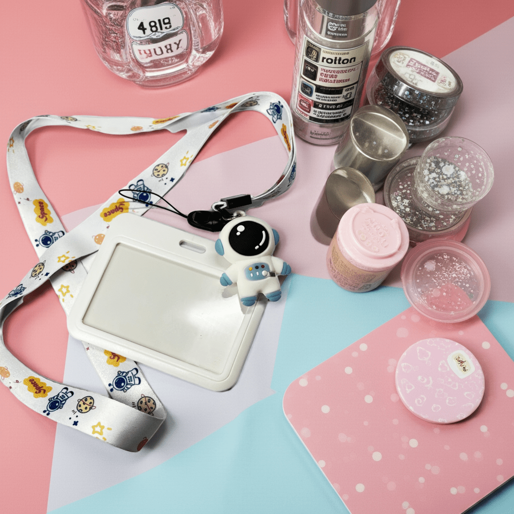 Astronaut Badge Holder with Lanyard - Cute Space ID Card Holder Charm for Work, School & Conventions Accessories - Hazy Dreamy: Online Stationery Store