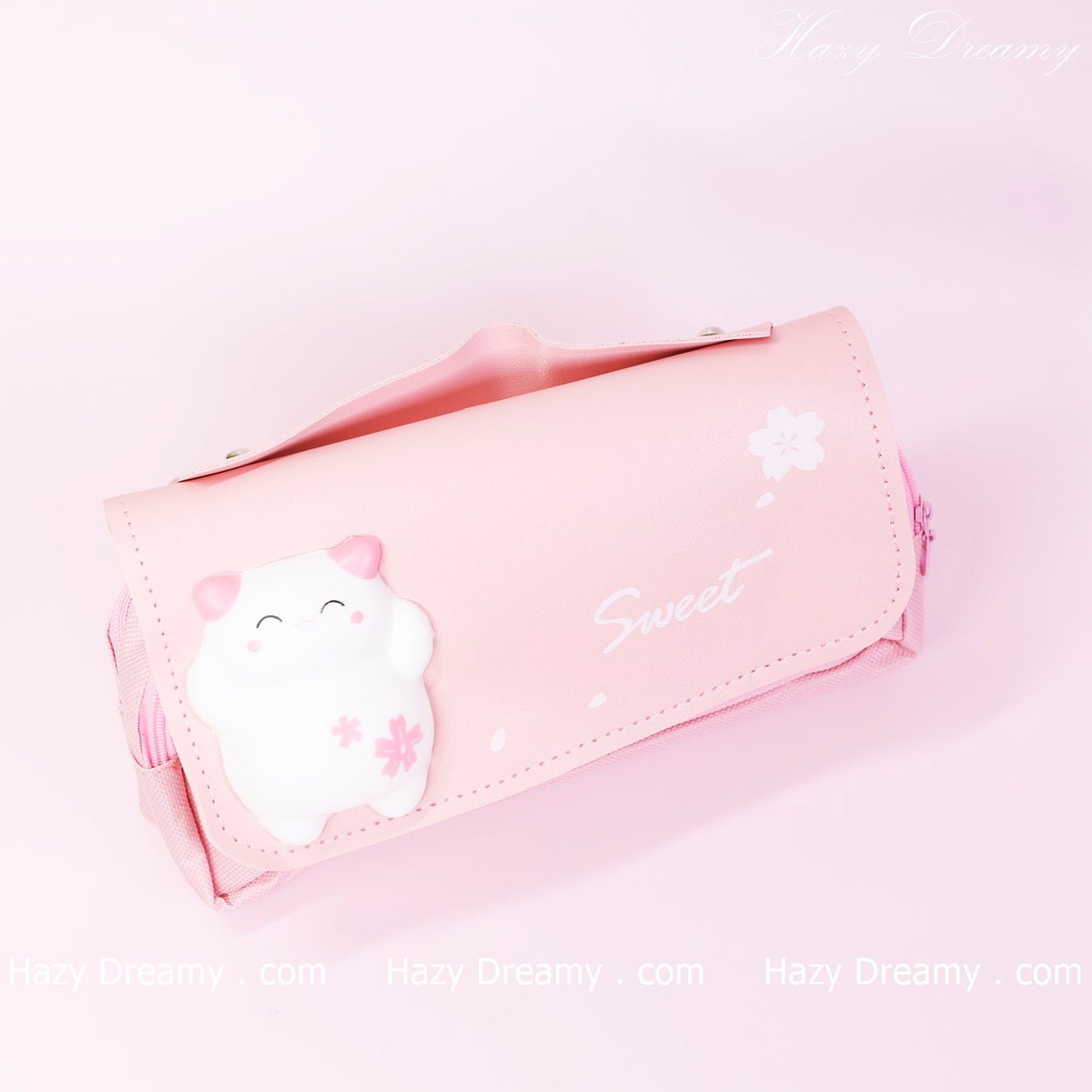 Cute Cat Pen & Pencil Case (Pink) - Adorable Stationery Organizer for Girls - Hazy Dreamy: Online Stationery Store