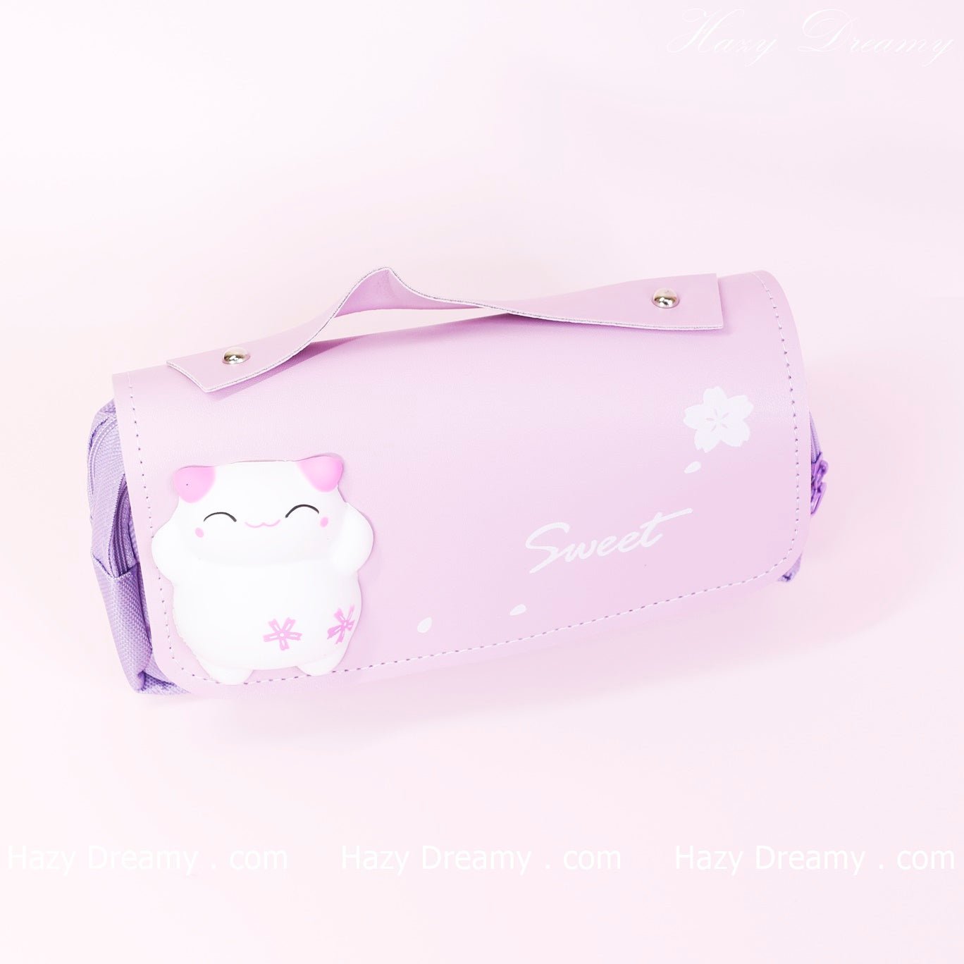 Cute Cat Pen & Pencil Case (Purple) - Adorable Stationery Organizer for Girls - Hazy Dreamy: Online Stationery Store