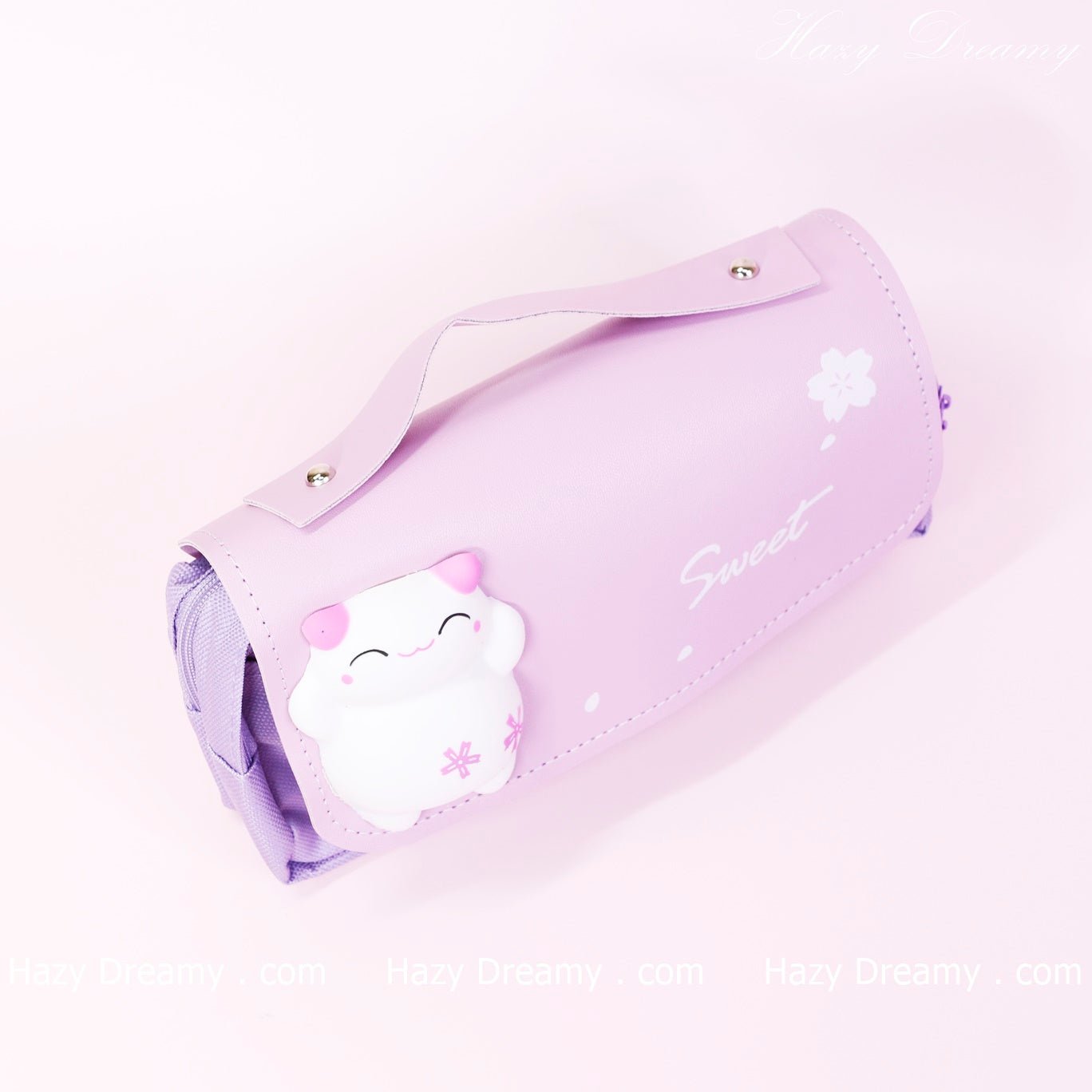 Cute Cat Pen & Pencil Case (Purple) - Adorable Stationery Organizer for Girls - Hazy Dreamy: Online Stationery Store