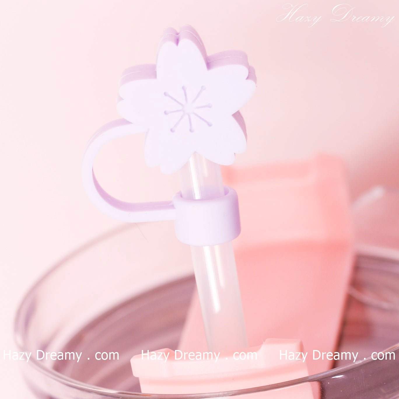 Cute Purple Flower Straw Cover for Tumblers and Cups - Perfect for School and On - the - Go - Hazy Dreamy: Online Stationery Store