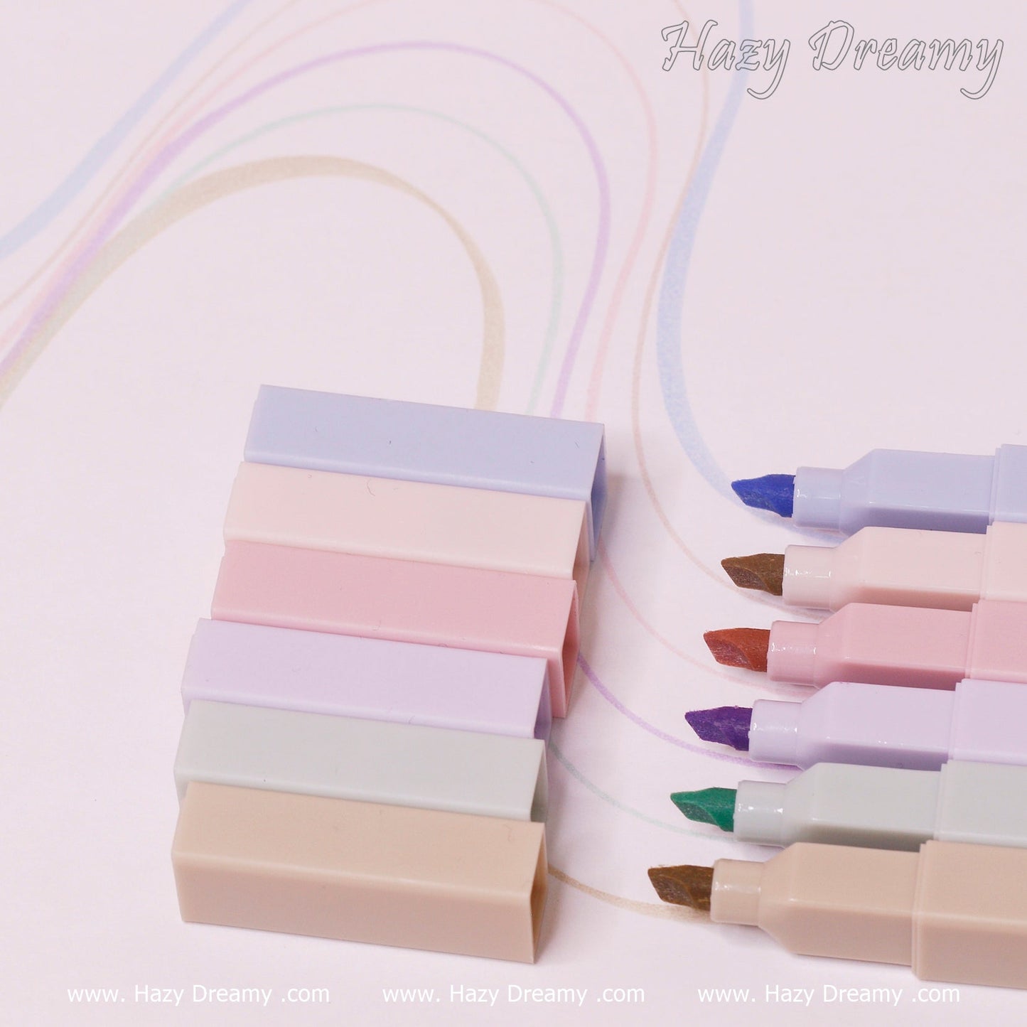 Hazy Dreamy Pastel Colored Highlighter Set - Essential Stationery for Creative Minds - Hazy Dreamy: Online Stationery Store