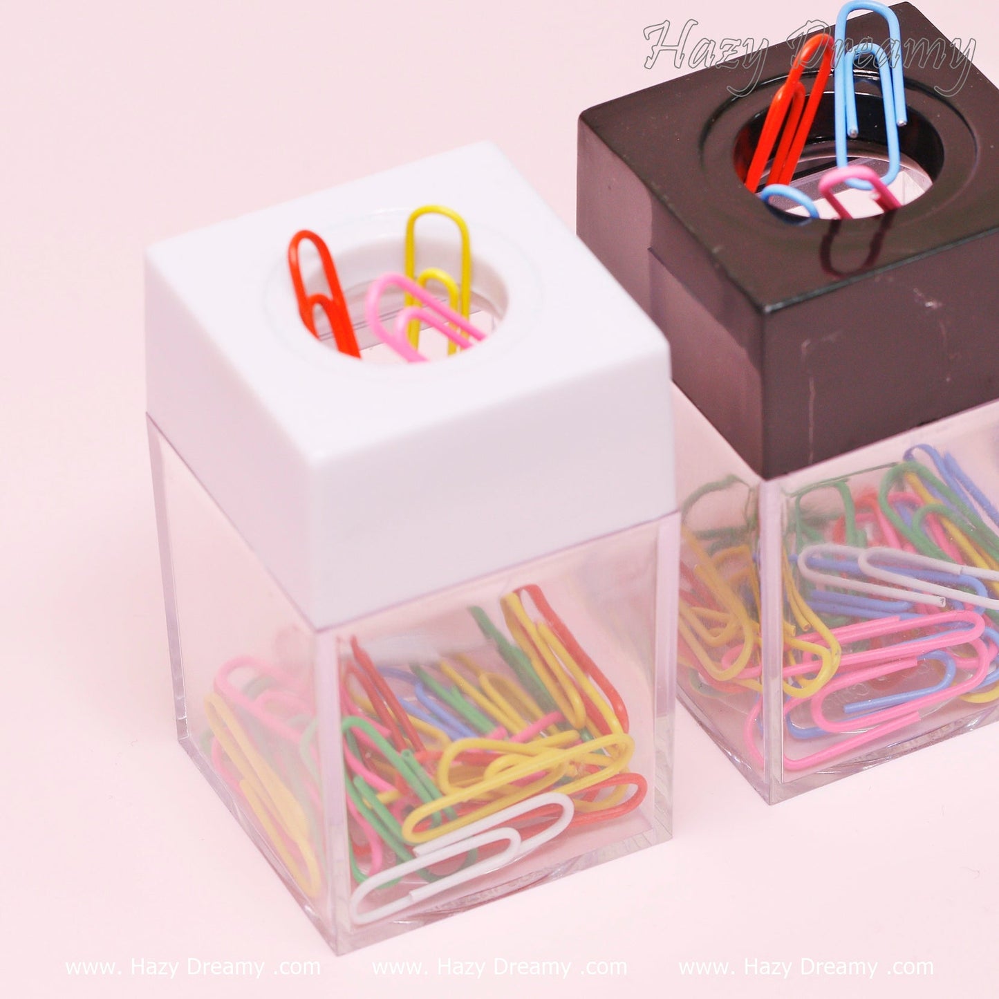 Pastel Paper Clips with Magnetic Dispenser - Stylish & Functional Desk Accessories - Hazy Dreamy: Online Stationery Store