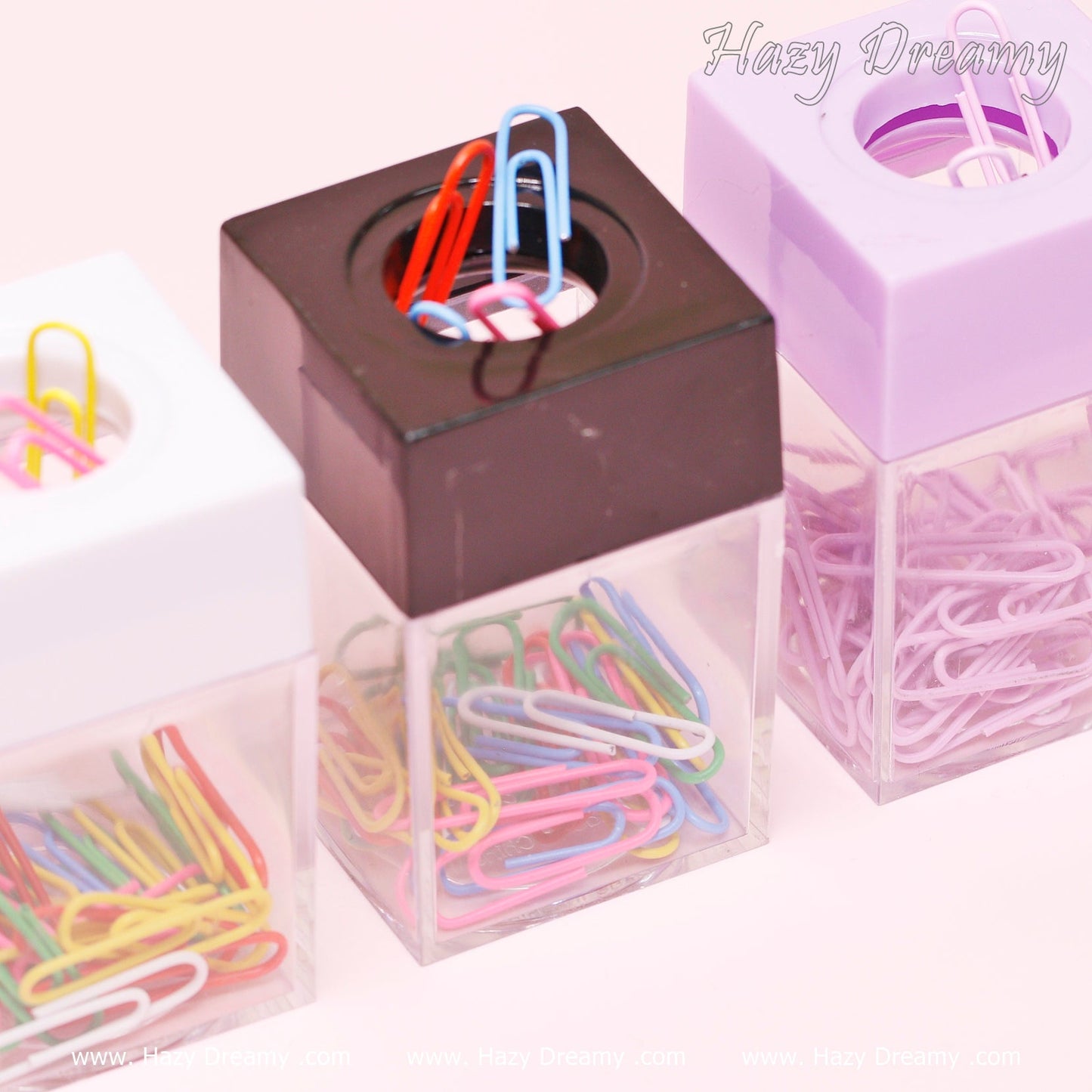 Pastel Paper Clips with Magnetic Dispenser - Stylish & Functional Desk Accessories - Hazy Dreamy: Online Stationery Store