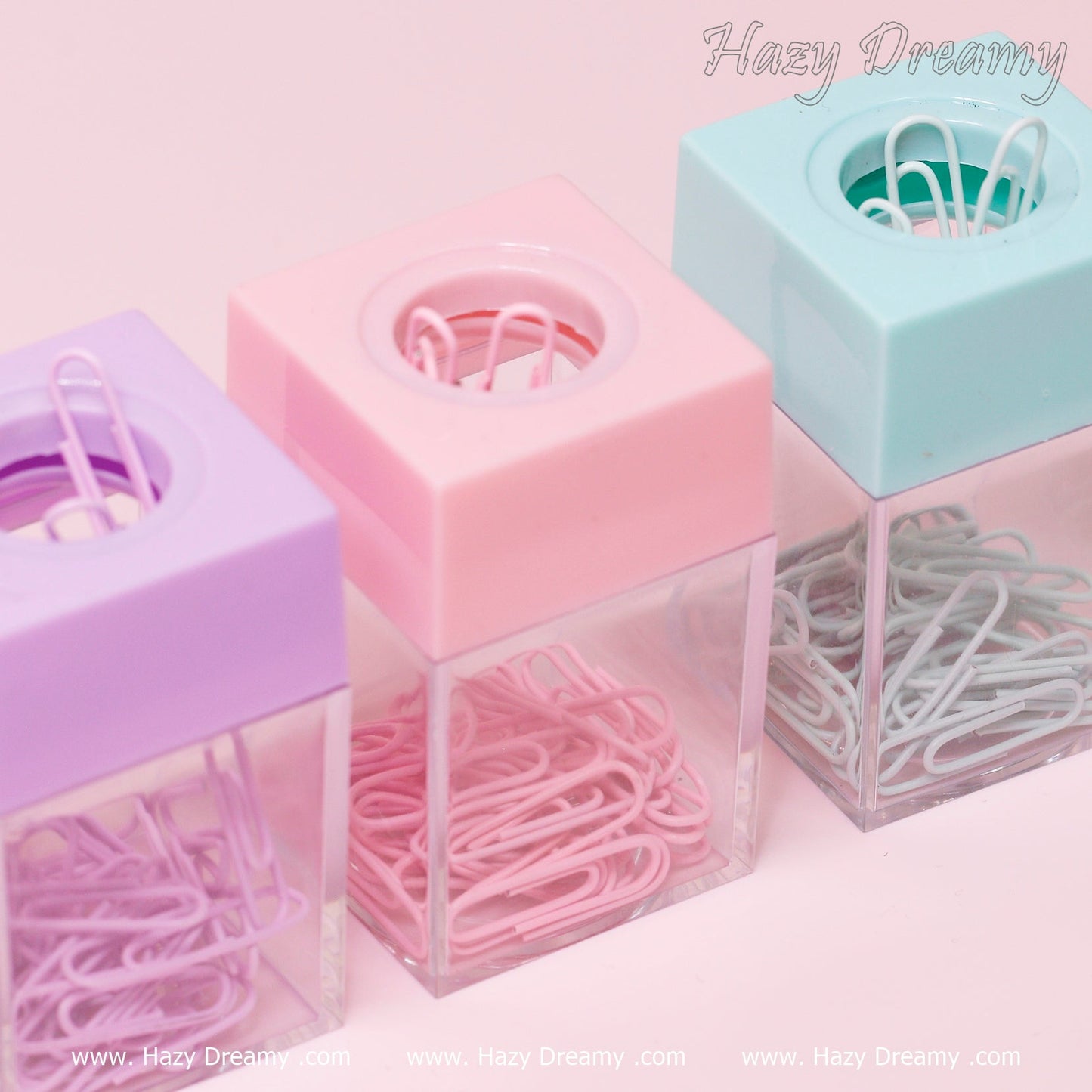 Pastel Paper Clips with Magnetic Dispenser - Stylish & Functional Desk Accessories - Hazy Dreamy: Online Stationery Store