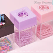 Pastel Paper Clips with Magnetic Dispenser - Stylish & Functional Desk Accessories - Hazy Dreamy: Online Stationery Store