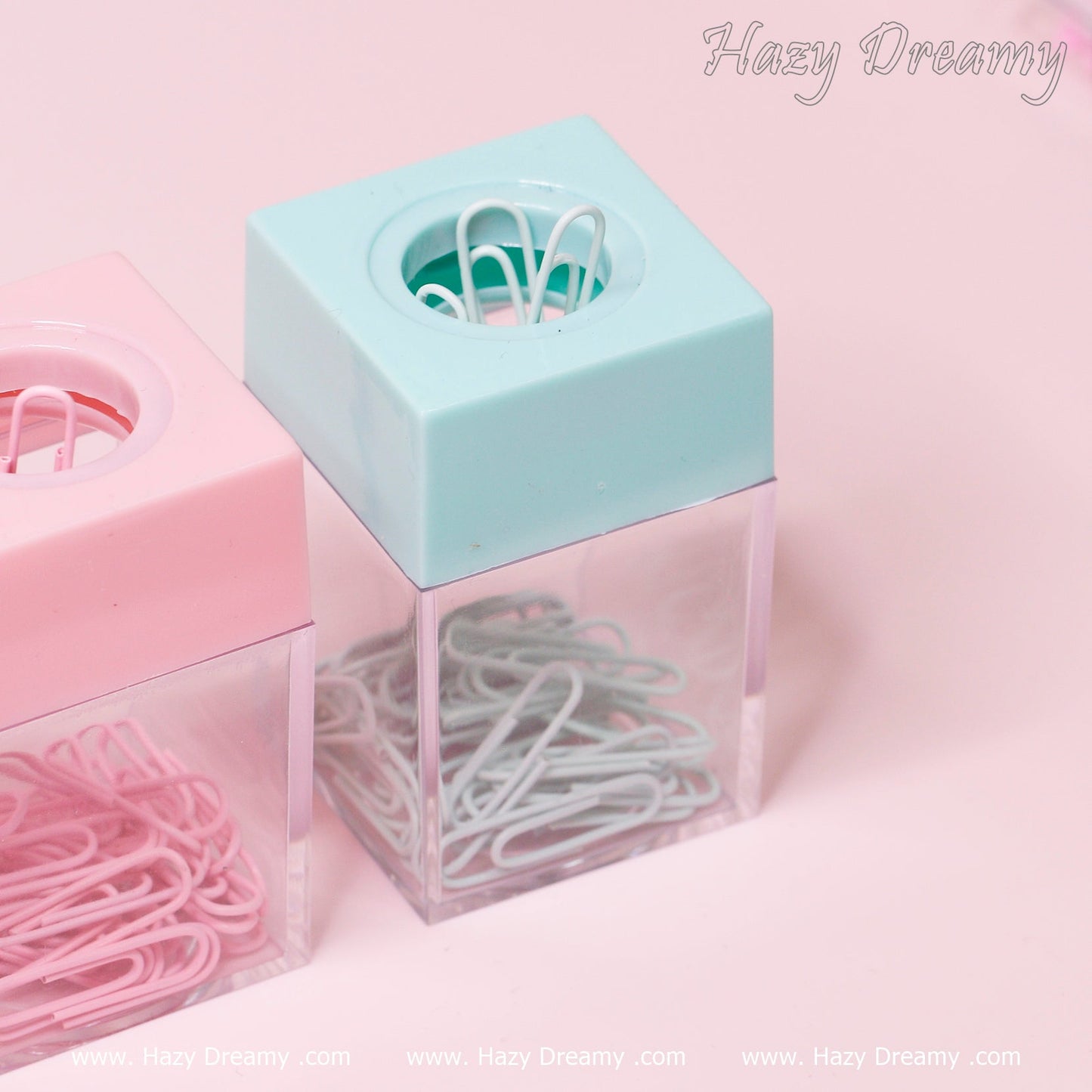 Pastel Paper Clips with Magnetic Dispenser - Stylish & Functional Desk Accessories - Hazy Dreamy: Online Stationery Store