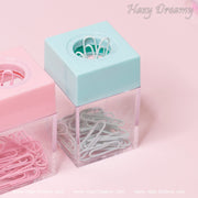 Pastel Paper Clips with Magnetic Dispenser - Stylish & Functional Desk Accessories - Hazy Dreamy: Online Stationery Store