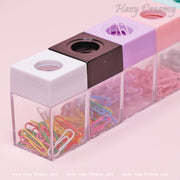 Pastel Paper Clips with Magnetic Dispenser - Stylish & Functional Desk Accessories - Hazy Dreamy: Online Stationery Store